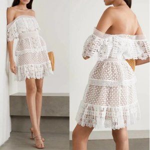 SELF-PORTRAIT Women's Off Shoulder Guipure Lace Mini Dress Size 2